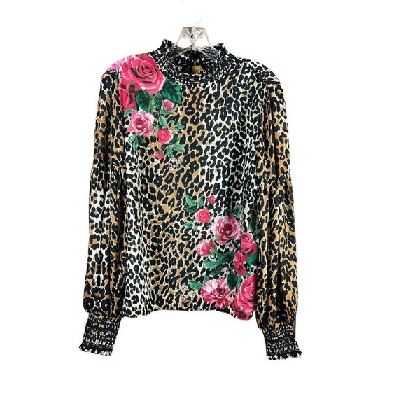 Jealous Tomato Women's Floral Animal Print Blouse - Picture 1 of 7